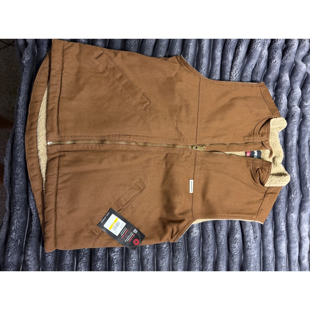 Wolverine Mens Fire Resistant Sherpa Lined Duck Vest Brown Workwear W1205380